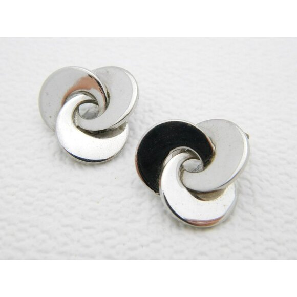 Vintage MARINO Silver Tone Clip Earrings - Picture 3 of 4